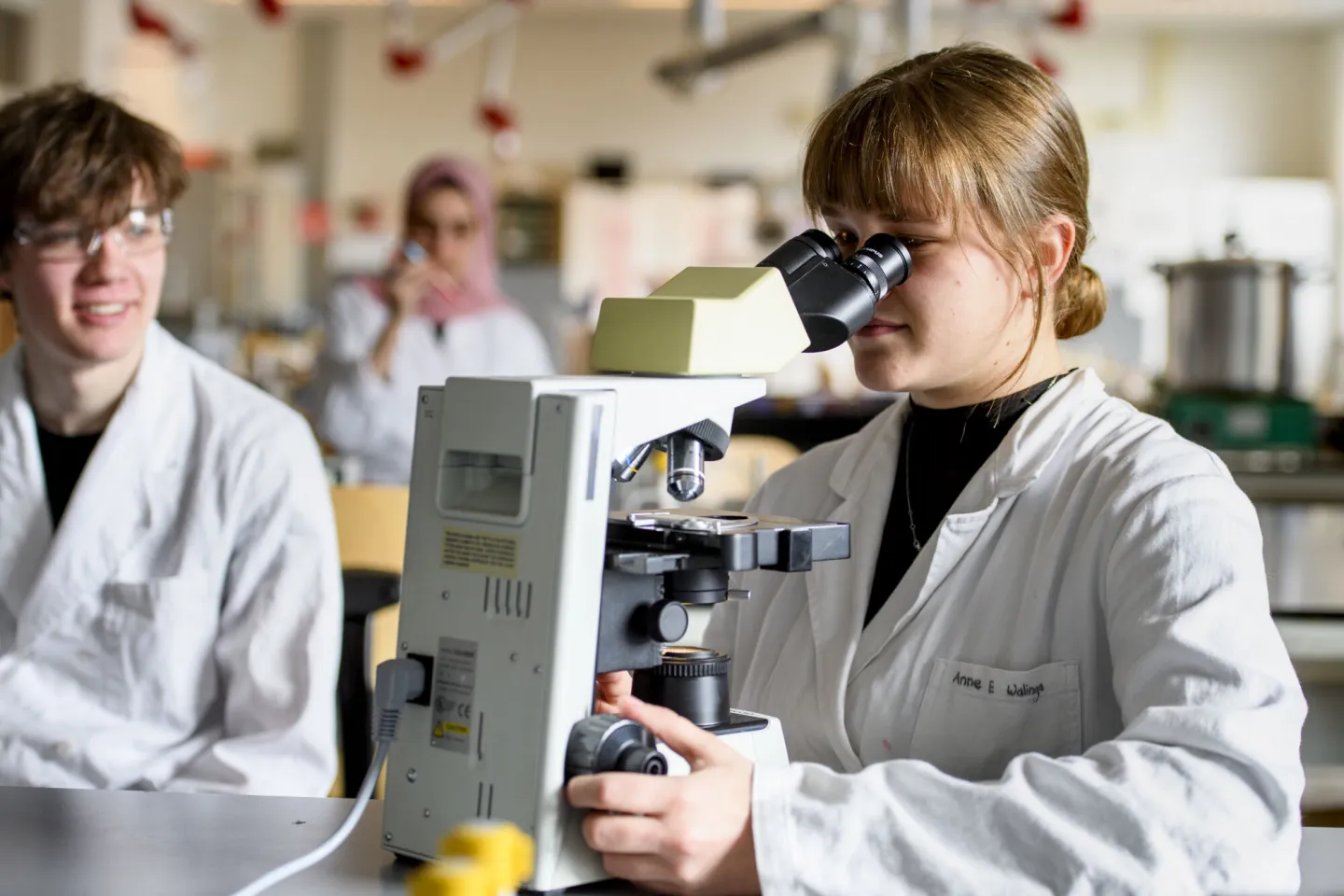 Studenten werken in het praktijklokaal van laboratoriumonderwijs