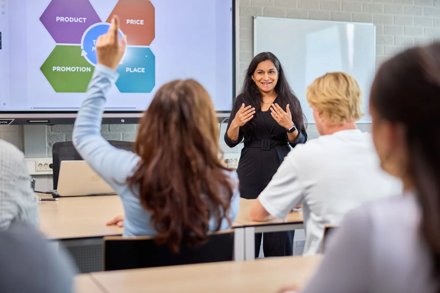 Studenten Business krijgen les over ondernemen