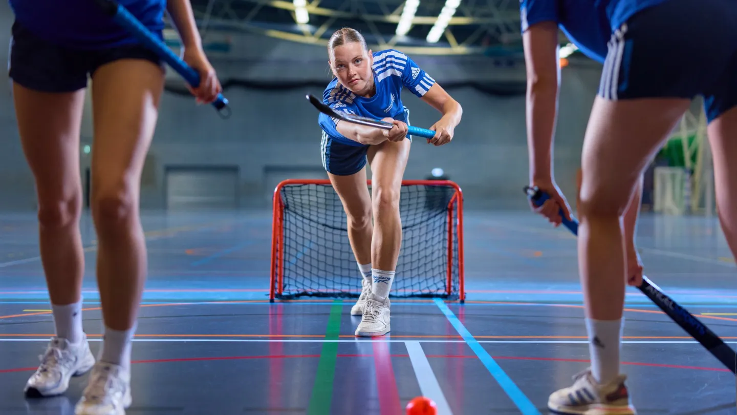 Studenten Sport College spelen zaalhockey