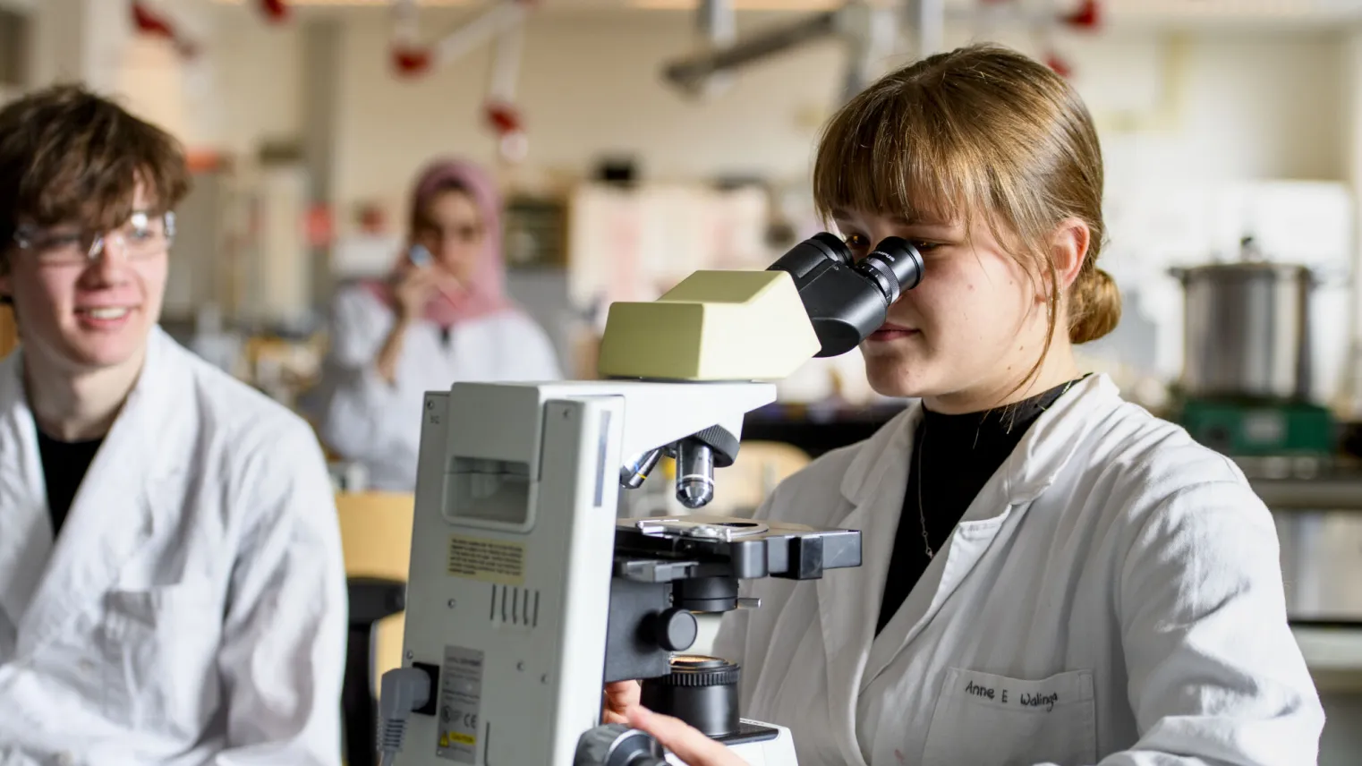 Studenten werken in het praktijklokaal van laboratoriumonderwijs
